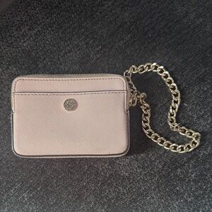 Michael Kors Jet Set Travel Medium Saffiano Leather Chain Card Case in pink